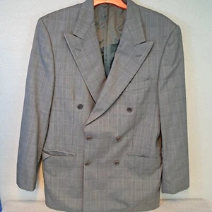 Marks and Spencer Green Super 100's Suit Jacket Size 38L 100% Wool Double Brest - Picture 1 of 10