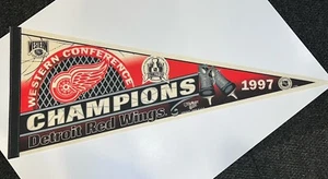 Vintage 1997 DETROIT RED WINGS NHL Western Conference Champions WinCraft Pennant - Picture 1 of 4