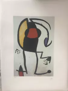 Joan Miro Litografia off set cm 56x76 firma su lastra certificato - Bild 1 von 7