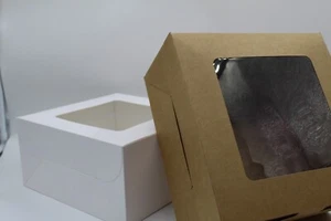 Bright Disposable Box 10x10x5in Bakery Boxes with Window for Cake, Pie & Pastry - Picture 1 of 17