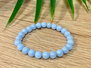 Angelite Bracelet Bead Stretchy Gemstone Bracelet Crystal Reiki Wicca Chakra - Picture 1 of 8