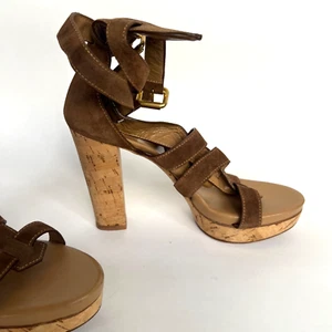 Chloé Plateau Sandalen Wildleder braun beige hohe Riemchen Größe 39 - Bild 1 von 24