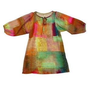 Vestido Tío Frank Anthropologie Acuarela Cambio Talla S Manga Abullonada Detalle Pajarita - Imagen 1 de 8