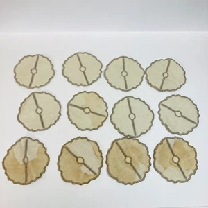 Cocktail Coasters Linen Lot of 12 FLAWED Glass Stemware Embroidered as is 40's - Picture 1 of 9
