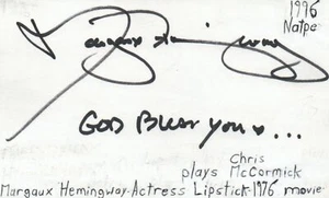Margaux Hemingway Actress Lipstick Movie Autographed Signed Index Card JSA COA - Picture 1 of 2