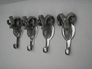 Aluminium wall mount Aries Head coat hook Lot of 4 pcs* - Picture 1 of 3