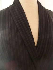 4yd BLACK WHITE CLUSTER PINSTRIPE SUPER 160 WOOL DESIGNER MENS SUIT FABRIC - Picture 1 of 1