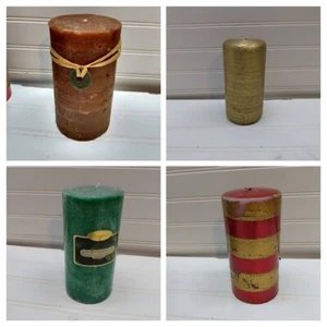 Pillar Wax Candle 4Pc Assorted Scents Nutcracker Orange Clove Evergreen Spice - Picture 1 of 6