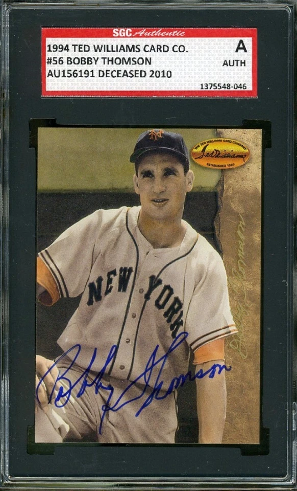 1994 Ted Williams Co #56 BOBBY THOMSON Auto/Autographed SGC Auth New York Giants - Image 1 of 1
