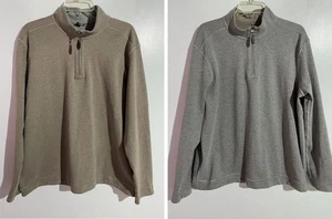 Johnston & Murphy Reversible Sweater XL Tan Gray Outdoor Preppy Granpacore - Picture 1 of 11
