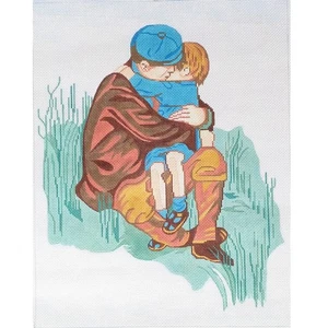 HEARTWARMING 13 CT NEEDLEPOINT CANVAS:  FATHER SON EMBRACE     BM - Picture 1 of 2