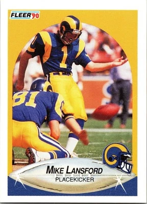  1990 Mike Lansford 1 Rams 41 Fleer Football Sports Trading Card  - Image 1 of 2