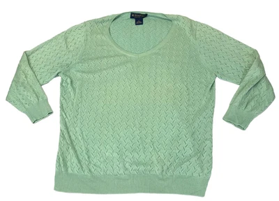 Suéter Brooks Brothers para mujer tejido verde menta talla XL mezcla de algodón seda preppy Foto 1 de 4