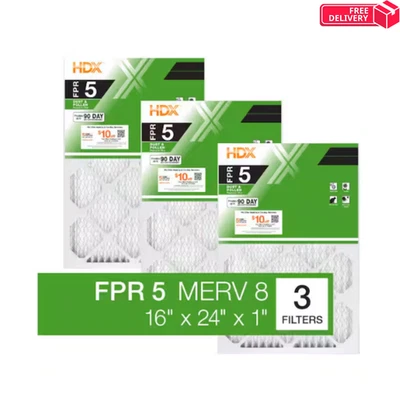 16 x 24 x 1 Standard Pleated Air Filter FPR 5, 3-Pack, Air Filters Replacement - Image 1 of 4
