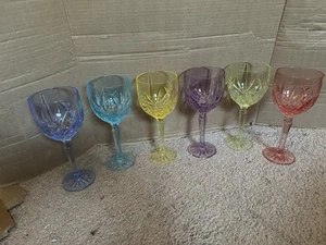 Marquis by Waterford Brookside Pastel Wine Goblet Crystal Glasses Set of 6 🌈  - Picture 1 of 7