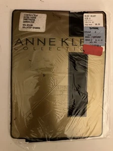 Anne Klein Collection Control Top Ultra Sheer Sandaltoe Black Velvet Size D - Picture 1 of 2