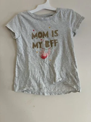 Camiseta Carter's Niños Niñas Brillo Mamá BFF Algodón Perezoso Cuello Redondo Gris Jaspeado 7 Foto 1 de 4