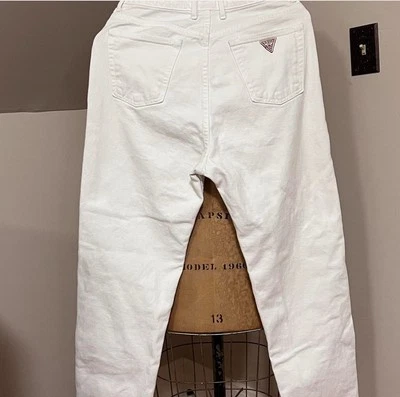 复古 80 年代美国制造 Guess 牛仔裤白色尺寸 31 款 40050G   — 第 1/4 张图片