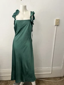 Nwt ASTR Rina Ruffle Spearmint Green Strap Satin Midi Dress Size Medium - Picture 1 of 9