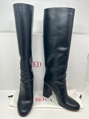 Botas altas RED VALENTINO autenticadas femininas tamanho 37 couro preto aviado UE - Imagem 1 de 4