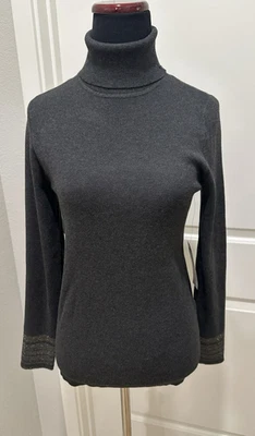 Новый с Ярлыками CHICO'S | Размер 0 маленький Lurex манжеты водолазка свитер графит серый слой - Изображение 1 из 4