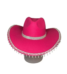 Bold Fuchsia Rhinestone-Trimmed Cowboy Hat - Bild 1 von 2