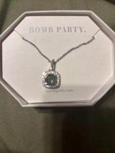 Bomb Party Necklace RBP2351 - Green Rainbow Topaz Triple Rhodium Plated - Picture 1 of 1