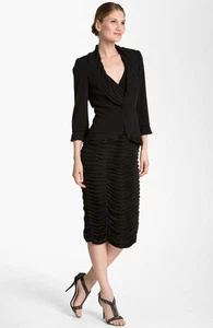 Veni Infantino plissiertes Jerseykleid und Jacke schwarz 2 neu - Bild 1 von 4