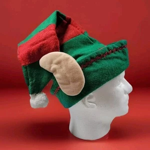 Elfe Weihnachtsmütze Nikolaus Helfer grün und rot gestreift spitze Ohren Bommel - Bild 1 von 7