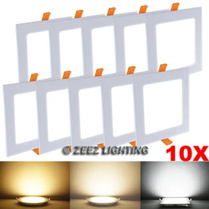 10Pack 25W 11-Inch Square Cool White Canless Dimmable LED Recessed Ceiling Light - Picture 1 of 12
