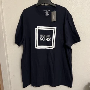 MICHAEL KORS Men`s long sleeve Graphic logo T-shirt crew neck Size XL Navy - Picture 1 of 5