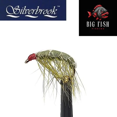 12 x Silverbrook Olive Süßwasser Garnelen Forellen Fliegen - Fliegenfischen - Größe 10/12