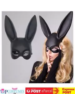 Black Sexy Bunny Ears Rabbit Face Mask Festival Easter Costume Accessory - Picture 1 of 5