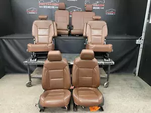 18-22 CHEVY TRAVERSE SET OF FRONT & 2ND & 3RD ROW BROWN LEATHER SEATS - Picture 1 of 24