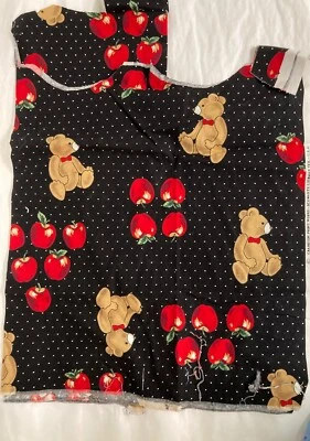 Bear & Apple Polka Dot Cranston Print Works Schwartz Liebman Tex USA 15" Remnant - Image 1 of 3