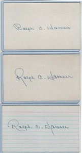 (3) RALPH HAMNER INDEX CARD SIGNED 1946-49 CHICAGO CUBS PSA/DNA CERT 1916-2001