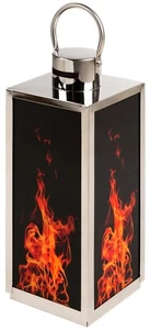 Edelstahl Laterne mit Motiv, 41 cm hoch, Feuer, Windlicht - Bild 1 von 4
