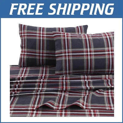 Bandeja Chic Sábanas Franela Reina Bolsillo Extra Profundo en Heritage Plaid - 4 Piezas Foto 1 de 2