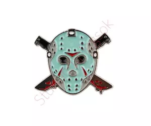 Friday The 13th Jason Voorhees Horror Aqua Mask Character Enamel Metal Pin NEW - Picture 1 of 2