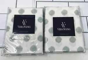 2 Vera Wang European Sham Freesia mezcla de lino blanco verde precio de venta sugerido por el fabricante $105 cada uno - Imagen 1 de 5