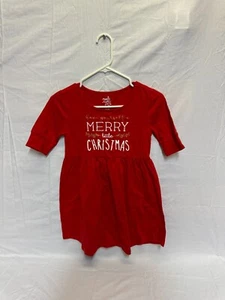 Made Night Blouse Top Girls Medium Red Cotton Merry Christmas Pleated 3/4 Sleeve - Picture 1 of 9