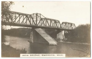 Emerson Manitoba Canada Iron Bridge RPPC Echtfoto 1930er - Bild 1 von 2