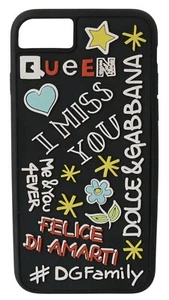 DOLCE & GABBANA Phone Case Cover Black Queen Patch DG Logo iPhone 7 RRP $350 - Picture 1 of 6