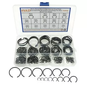 310PCS 14-Sizes Round Wire C-Clips Internal Snap Rings Assortment Kit;Round W... - Picture 1 of 7