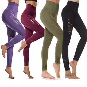 Ladies Yoga Sports Running Seamless Leggings Tummy Control Compression Gym Tight - Picture 1 of 11