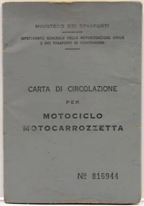 libretto circolazione motobi catria 175 la spezia 1962 telaio c maissana ricambi - Imagen 1 de 4