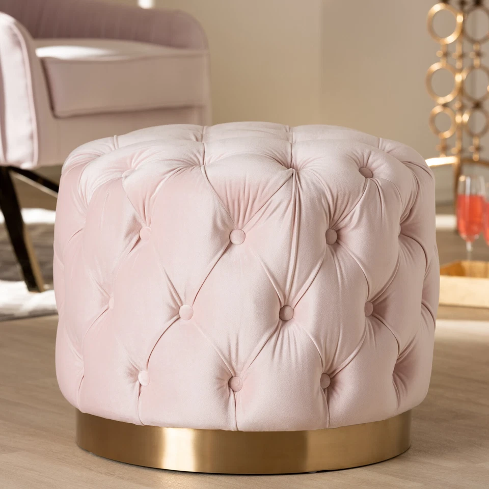 Baxton Studio Valeria Glam Light Pink Velvet Fabric Upholstered Gold-Finished Bu - Image 1 of 1