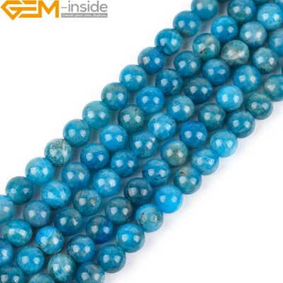 GEM-INSIDE Round Apatite 6mm 8mm Natural Gemstone Loose Beads For Jewelry Making 15" DIY UK