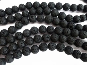 47 LAVA PERLEN ca.8mm schwarz rund STRANG nenad-design - Bild 1 von 1