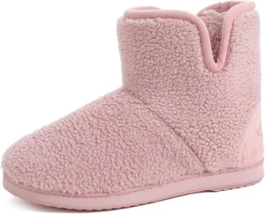 Women's Plush Teddy Bootie Slippers Warm Fuzzy Indoor Shoes Breathable Comfort - Picture 1 of 17